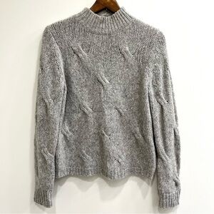 360 Sweater gray cable knit alpaca wool blend mock neck sweater size medium